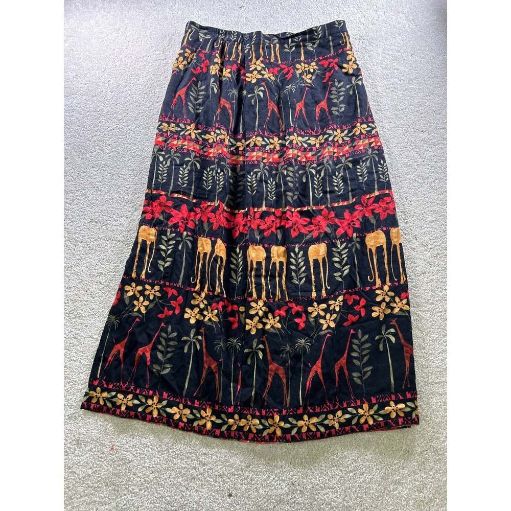 Stonebridge Women's Skirt Size 16 Rayon Flax Elastic Waist‎ Animal Print